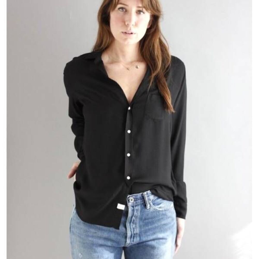 Frank&Eileen Eileen modal black button down shirt Sz XS